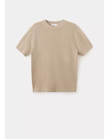 망고 레귤러핏 라운드넥 반팔 니트 티셔츠 37061436_08 BEIGE