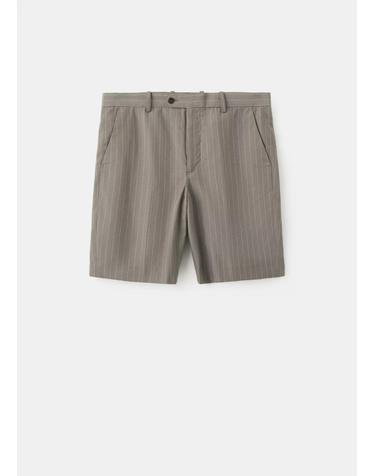 망고 린넨 리오셀 핀스트라이프 반바지 37051335_98 GRIS VISON