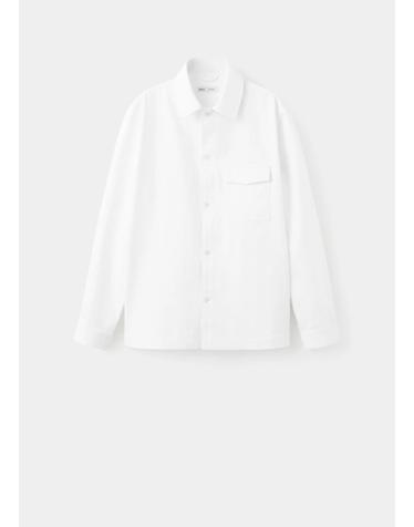망고 레귤러핏 코튼 린넨 오버셔츠 37092889_01 BLANCO