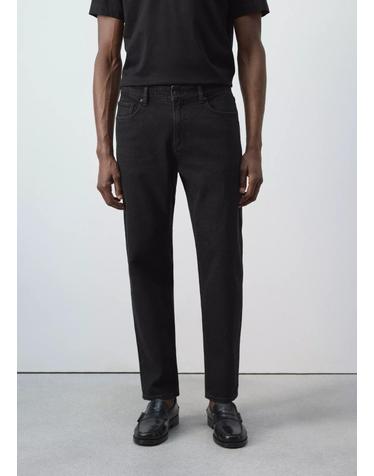 망고 크롭 테이퍼드핏 청바지 37002901_TN DENIM NEGRO