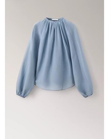 망고 오버사이즈 오간자 긴팔 블라우스 37032920_52 AZUL