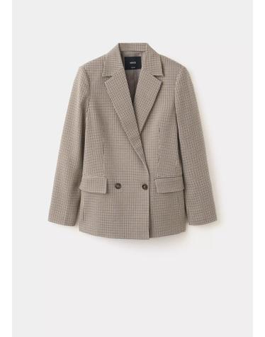 망고 체크 레귤러핏 더블 블레이저 37094092_30 MARRON