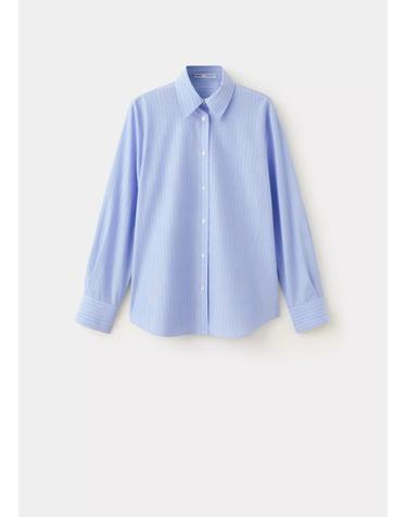 망고 스트라이프 포플린 코튼 긴팔 셔츠 37004079_50 AZUL CELESTE