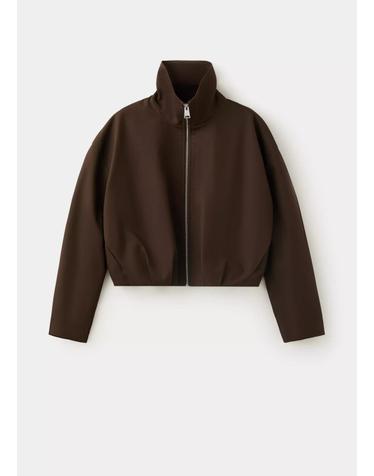 망고 오버사이즈 집업 크롭 자켓 37054787_32 CHOCOLATE