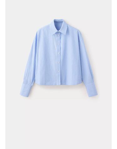 망고 스트라이프 라인스톤 크롭 긴팔 셔츠 37034091_50 AZUL CELESTE