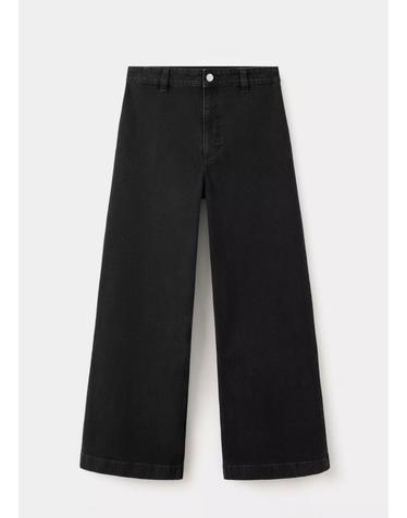 망고 하이웨이스트 큐롯 와이드 청바지 37034077_TN DENIM NEGRO