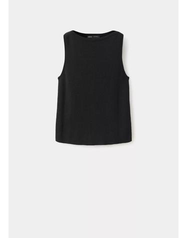 망고 보트넥 민소매 파인 니트 탑 37001386_99 NEGRO