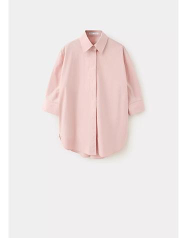망고 레귤러핏 7부 소매 포플린 셔츠 37094111_81 ROSA PASTEL
