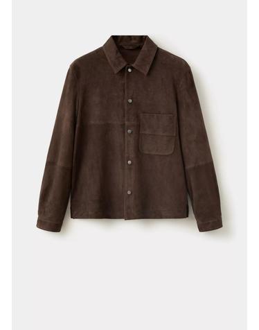 망고 레귤러핏 레더 포켓 셔츠 자켓 37074400_30 MARRON