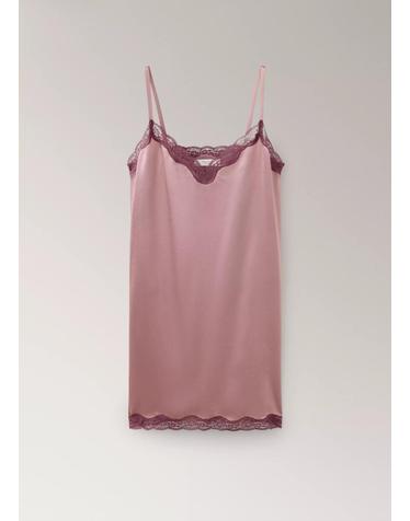 망고 실크 레이스 브이넥 미니 슬립 원피스 37042917_81 ROSA PASTEL