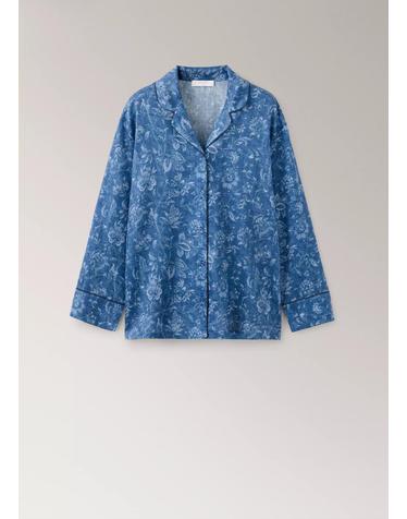 망고 파이핑 프린트 파자마 셔츠 37072931_56 AZUL MARINO OSCURO