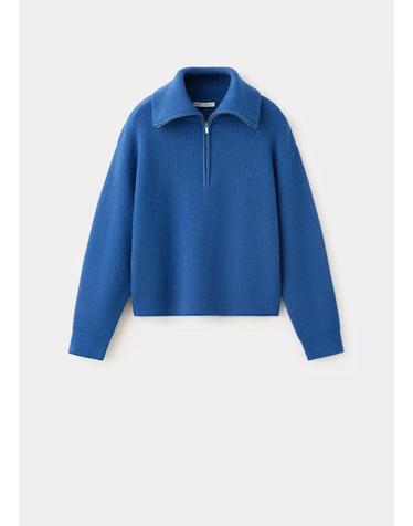 망고 집업 하이넥 니트 스웨터 37064069_53 AZUL ELECTRICO