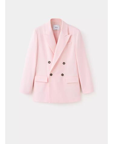 망고 더블 버튼 코튼 혼방 블레이저 37054802_81 ROSA PASTEL