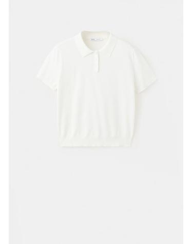망고 레귤러핏 폴로넥 반팔 니트 티셔츠 37074415_01 BLANCO
