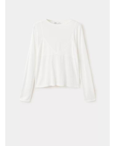 망고 레이스 디테일 긴팔 니트 탑 37034109_01 BLANCO