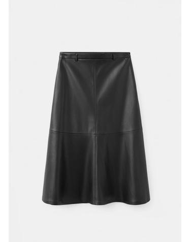 망고 레더 이펙트 A라인 미디 스커트 37055988_99 NEGRO