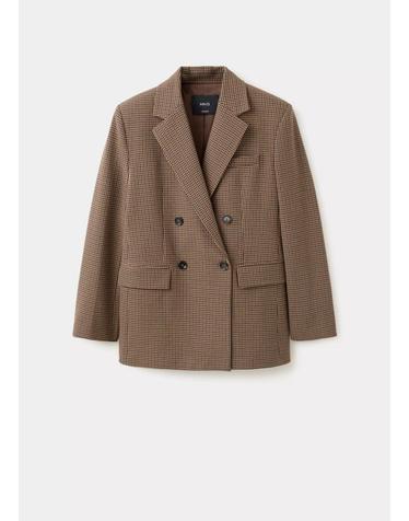 망고 하운드투스 체크 레귤러핏 블레이저 37045865_31 MARRON TABACO