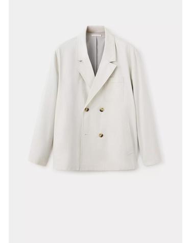 망고 레귤러핏 순면 더블 버튼 자켓 37024404_06 GRIS CLARO/PASTEL