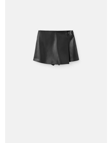 망고 가죽 이펙트 버클 미니 스커트 37055167_99 NEGRO