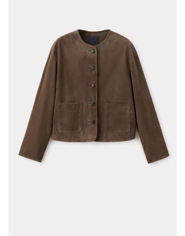 망고 스웨이드 크루넥 포켓 버튼 자켓 37064796_37 KHAKI