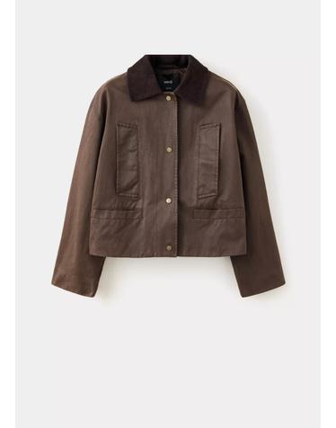 망고 오버핏 크롭 코듀로이 칼라 자켓 37074788_32 CHOCOLATE