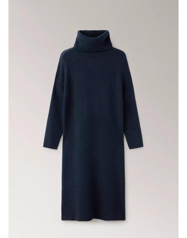 망고 터틀넥 미디 니트 원피스 37001443_56 AZUL MARINO