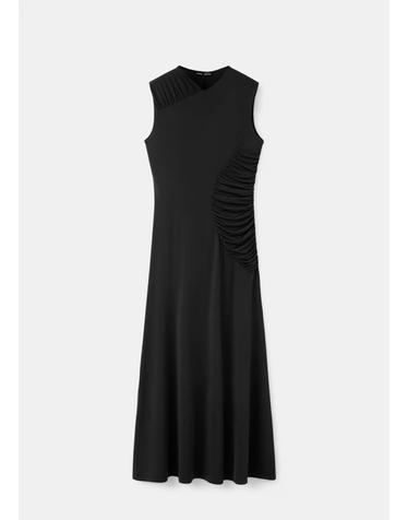 망고 라운드넥 민소매 미디 원피스 37075858_99 NEGRO