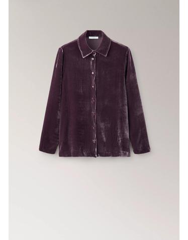 망고 레귤러핏 벨벳 긴팔 셔츠 37022926_65 MORADO
