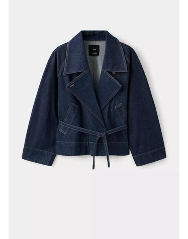 망고 벨트 데님 트렌치 자켓 37095868_TS AZUL
