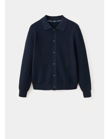 망고 폴로 칼라 코튼 니트 가디건 37095980_56 AZUL MARINO