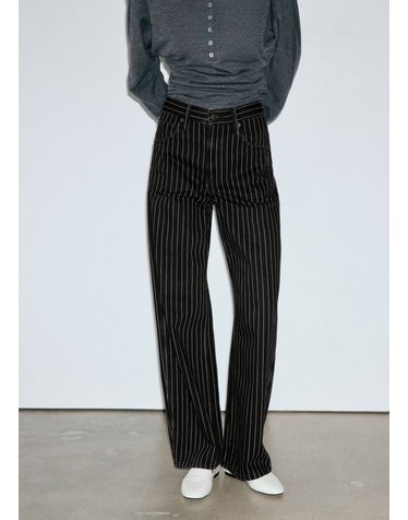 망고 핀스트라이프 벌룬핏 청바지 37015860_TN DENIM NEGRO