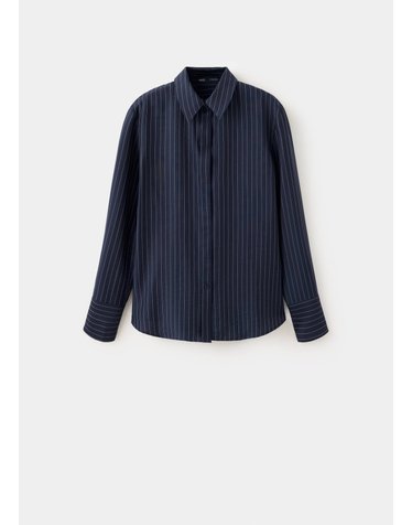 망고 핀스트라이프 레귤러핏 긴팔 셔츠 37095853_56 AZUL MARINO