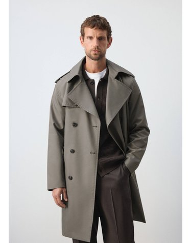 망고 더블버튼 벨트 트렌치 코트 37055977_98 GRIS VISON
