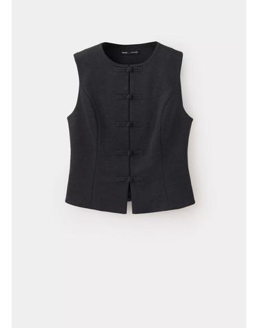 망고 토글 스티치 민소매 베스트 37055859_95 GRIS ANTRACITA