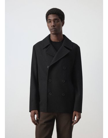 망고 더블브레스트 울 혼방 슬림핏 코트 37047884_99 NEGRO