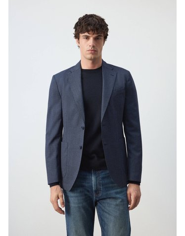 망고 슬림핏 울 혼방 테일러드 자켓 37036323_56 AZUL MARINO