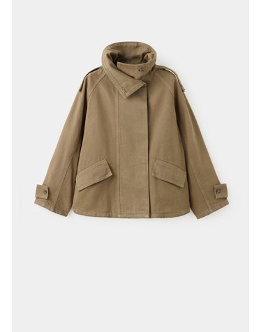 망고 오버핏 퍼넬넥 데님 파카 37085855_37 KHAKI