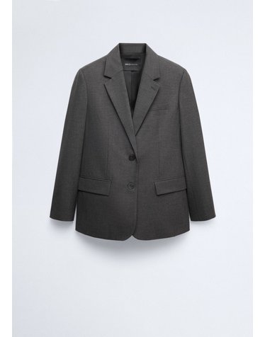 망고 울 혼방 테일러드 블레이저 37056364_92 GRIS