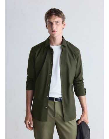 망고 슬림핏 논아이론 컴포트 셔츠 37036727_37 KHAKI
