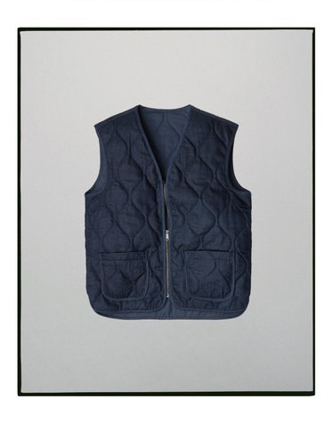 망고 퀼팅 데님 브이넥 지퍼 베스트 37025840_TS AZUL