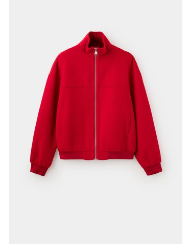 망고 울 혼방 집업 봄버 자켓 37056741_70 ROJO