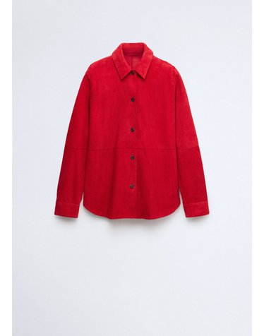 망고 스웨이드 오버사이즈 긴팔 셔츠 37076356_70 ROJO