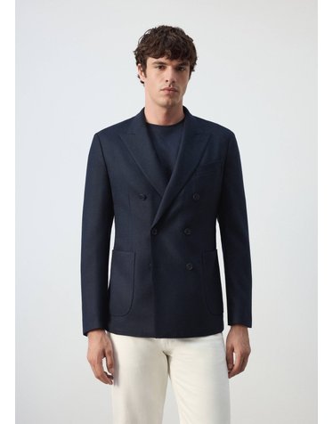 망고 슬림핏 울 혼방 테일러드 자켓 37006328_56 AZUL MARINO