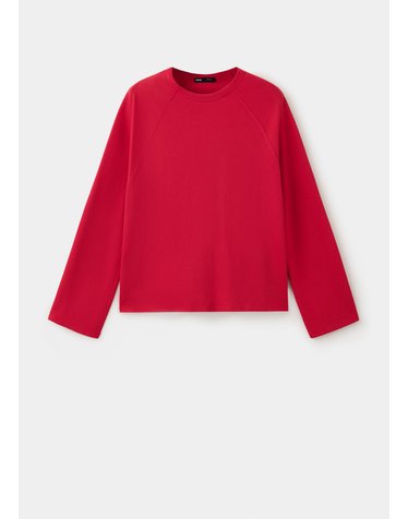 망고 라운드넥 래글런 긴팔 티셔츠 37027816_70 ROJO