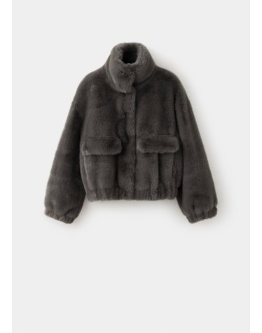 망고 오버사이즈 퍼 이펙트 자켓 37047923_92 GRIS
