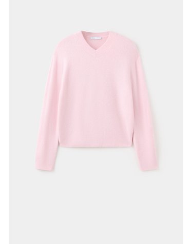 망고 스트라이프 브이넥 니트 스웨터 37057774_81 ROSA PASTEL
