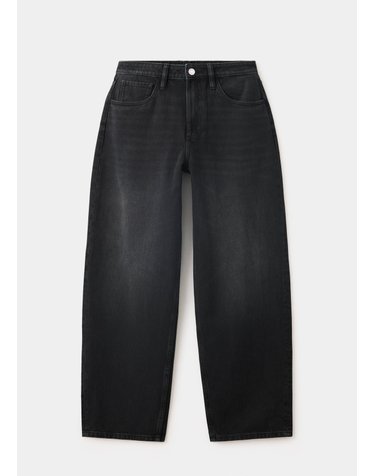 망고 벌룬 미드라이즈 청바지 37037796_TN DENIM NEGRO