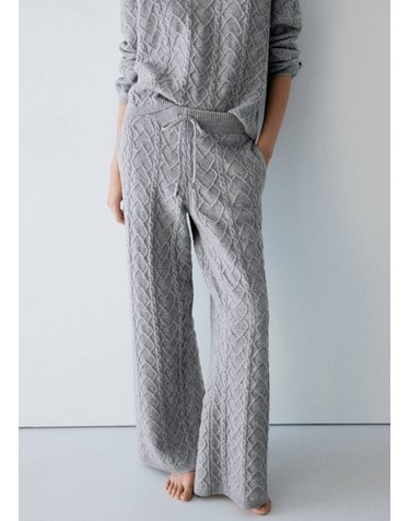 망고 브레이드 니트 홈웨어 팬츠 37092945_92 GRIS