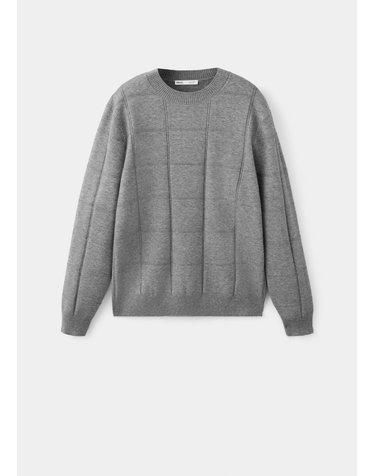 망고 스트럭처 크루넥 니트 스웨터 37027914_94 GRIS MEDIO VIGORE