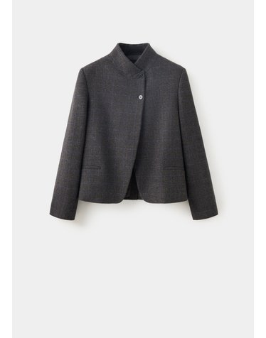 망고 하이넥 울 혼방 블레이저 37057913_92 GRIS